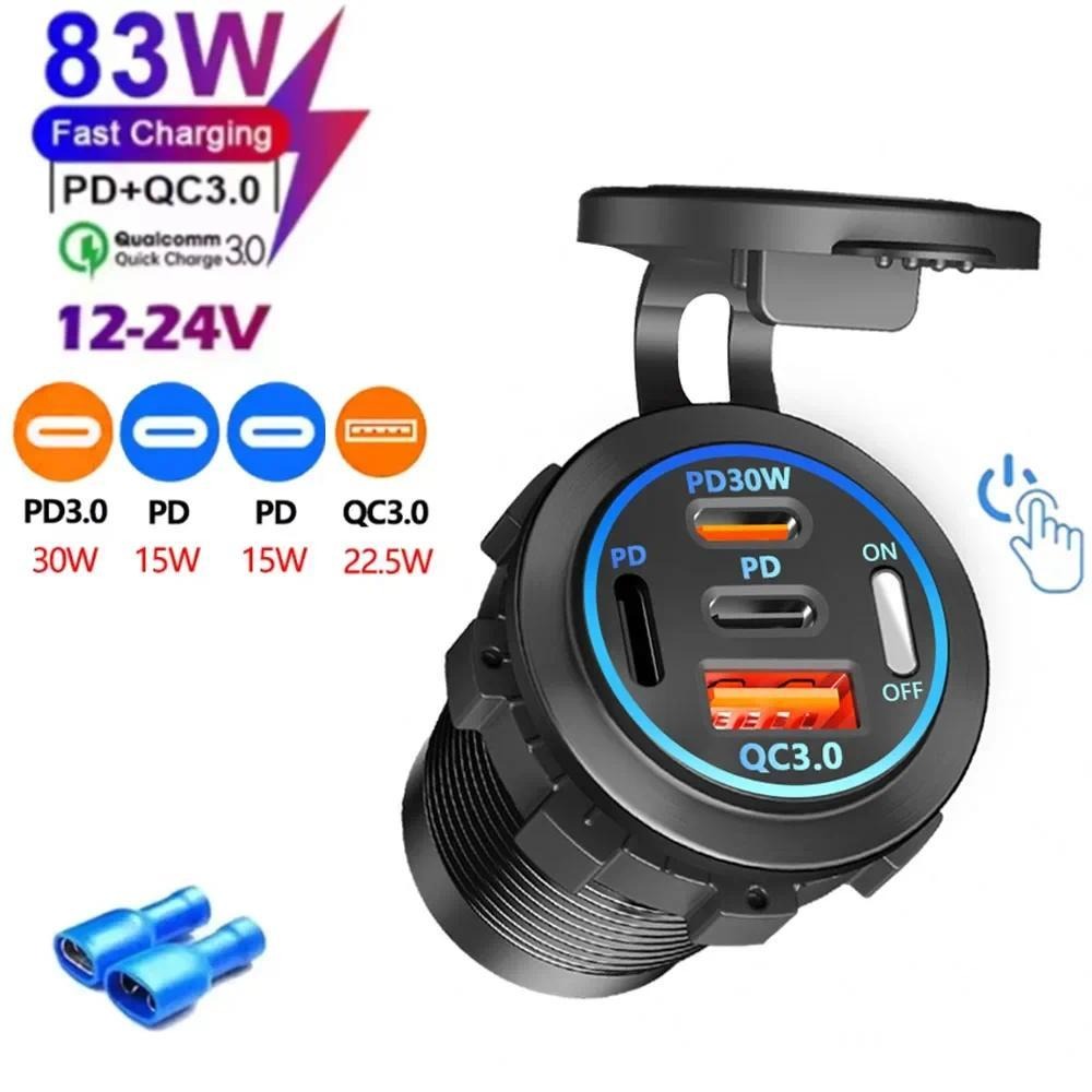 83W PD QC3.0 4-Port Car Charge - Usb C Hub recension och pris